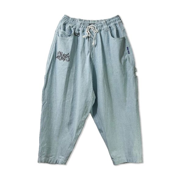 Blue F "Washed Denim"-Baggie Long Pants