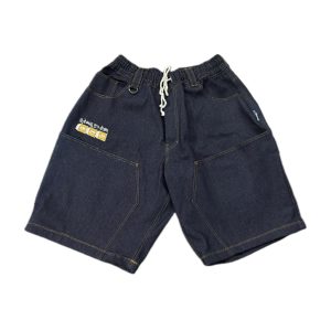 Yellow Line Denim Short Pants Front